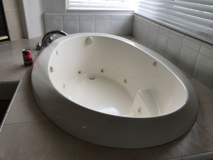 Drop-In Whirlpool Tub From Scandinavian Marble With Pump And (2) Matching Bathroom Sinks With GROHE Stainless Steel Fixtures [Photo 7]