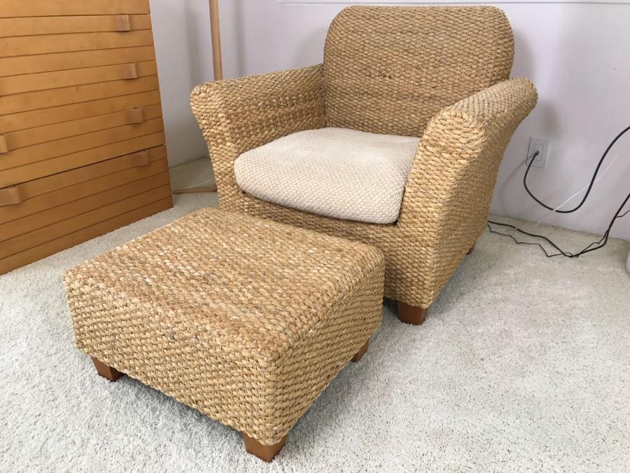 Eddie Bauer Woven Sea Grass Armchair With Matching Ottoman