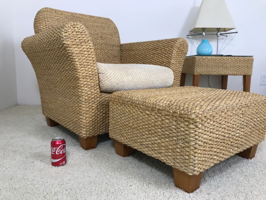Eddie Bauer Woven Sea Grass Armchair With Matching Ottoman [Photo 2]