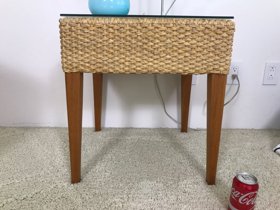 Woven Rope Side Table With Glass Top - Matches Armchairs In This Sale [Photo 4]