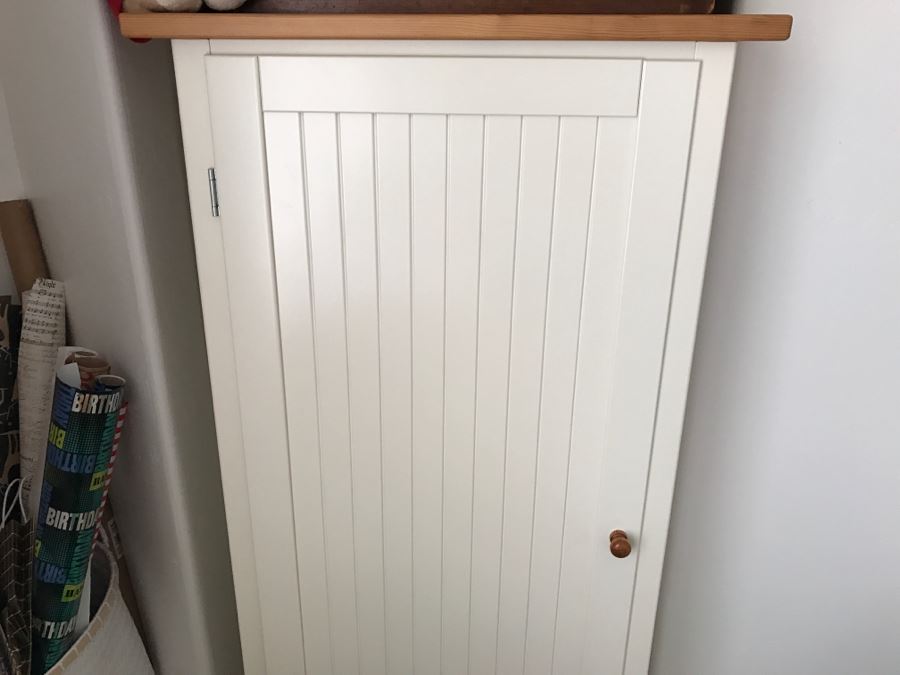 White Vertical Cabinet With Bottom Drawer And Shelving [Photo 2]