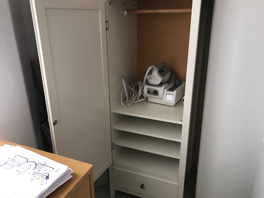 White Vertical Cabinet With Bottom Drawer And Shelving [Photo 4]