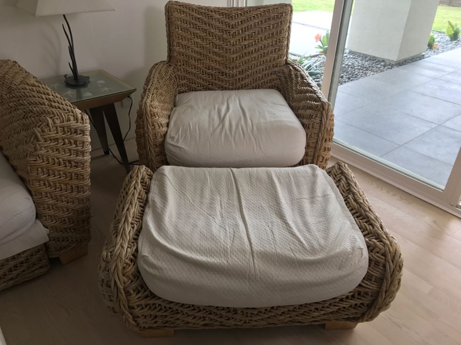Benchcraft Woven Rope Armchair With Matching Ottoman [Photo 2]