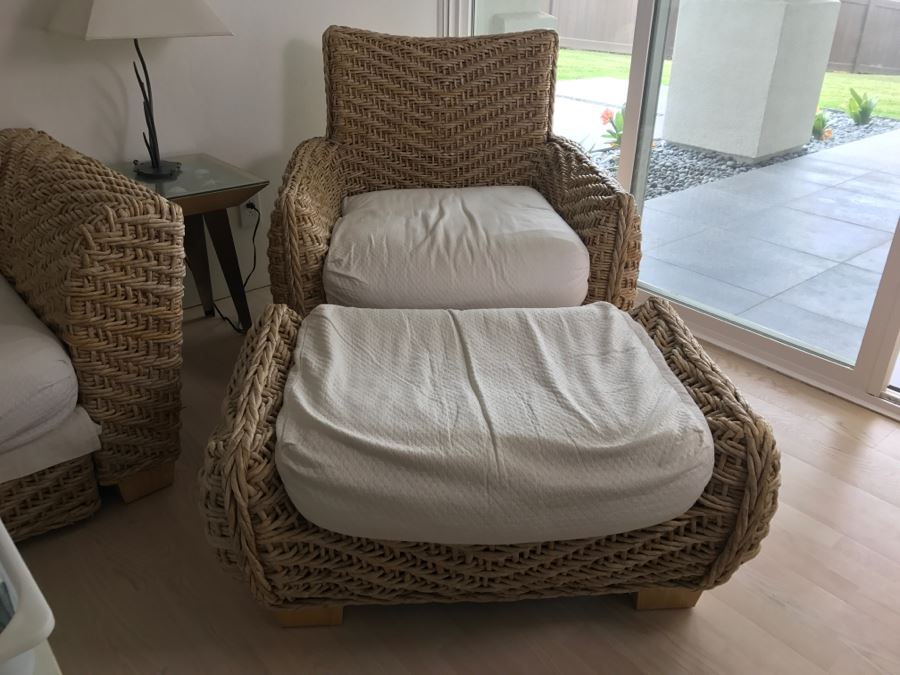 Benchcraft Woven Rope Armchair With Matching Ottoman [Photo 1]