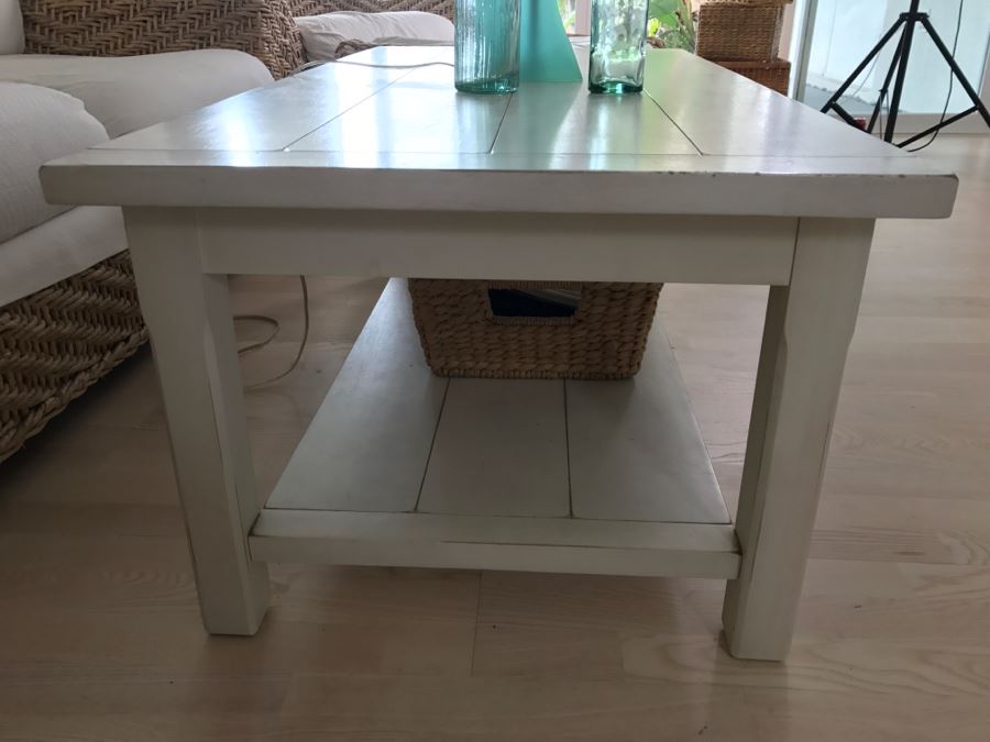 White Two-Tier Wooden Coffee Table