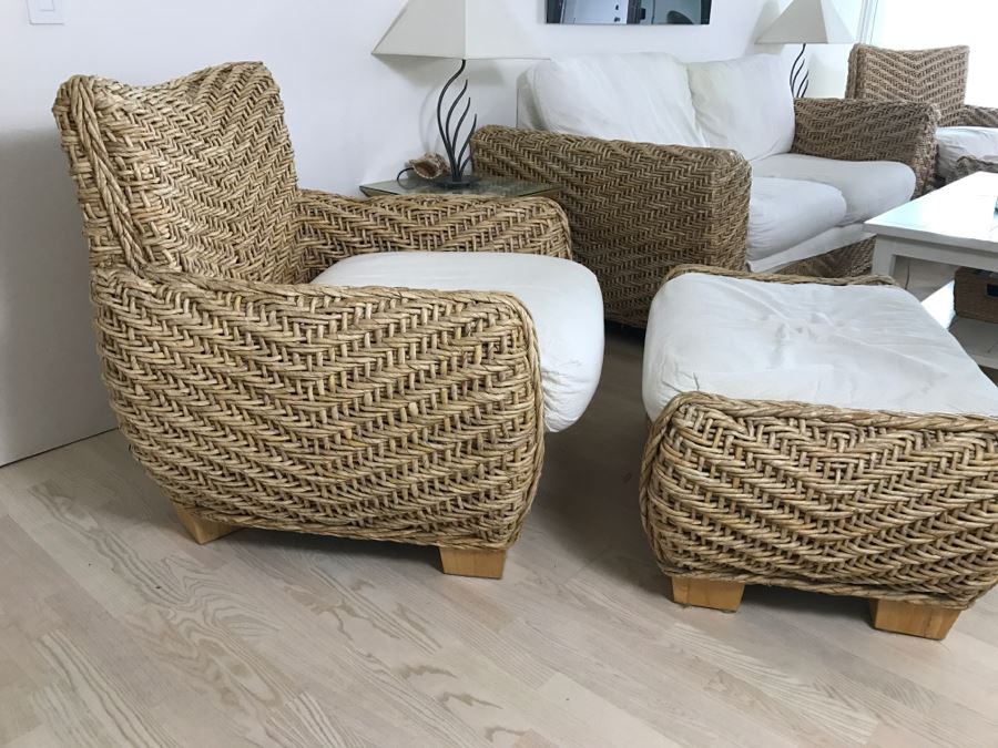 Benchcraft Woven Rope Armchair With Matching Ottoman [Photo 5]
