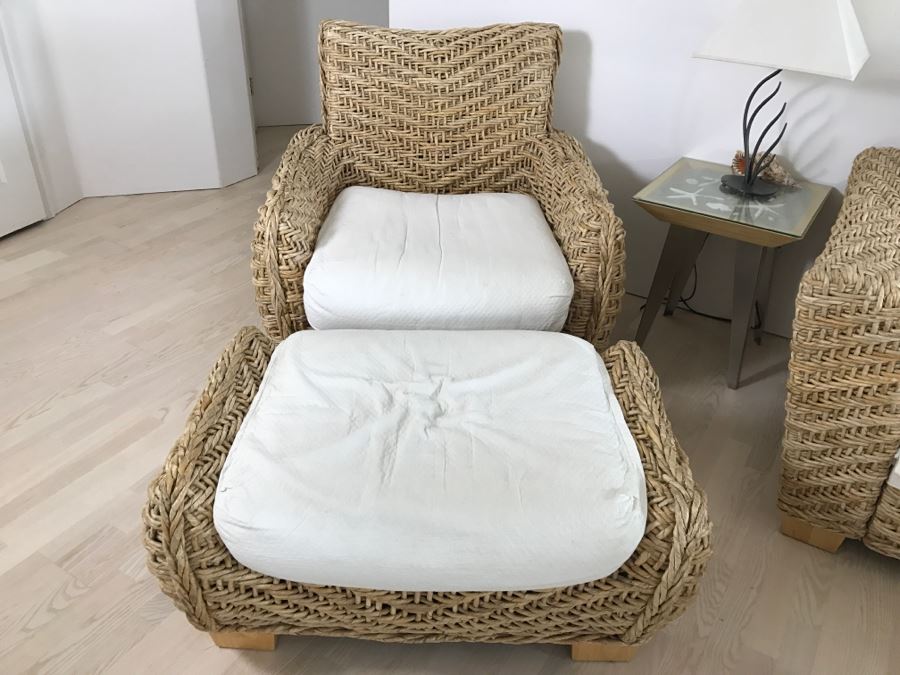 Benchcraft Woven Rope Armchair With Matching Ottoman [Photo 3]