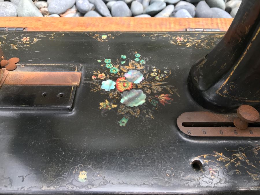 Antique Dietrich Vesta German Treadle Sewing Machine With Mother Of Pearl Inlay [Photo 4]