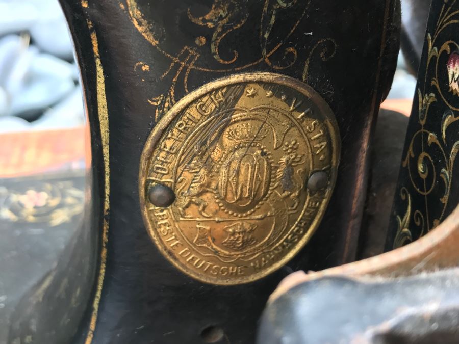 Antique Dietrich Vesta German Treadle Sewing Machine With Mother Of Pearl Inlay [Photo 6]