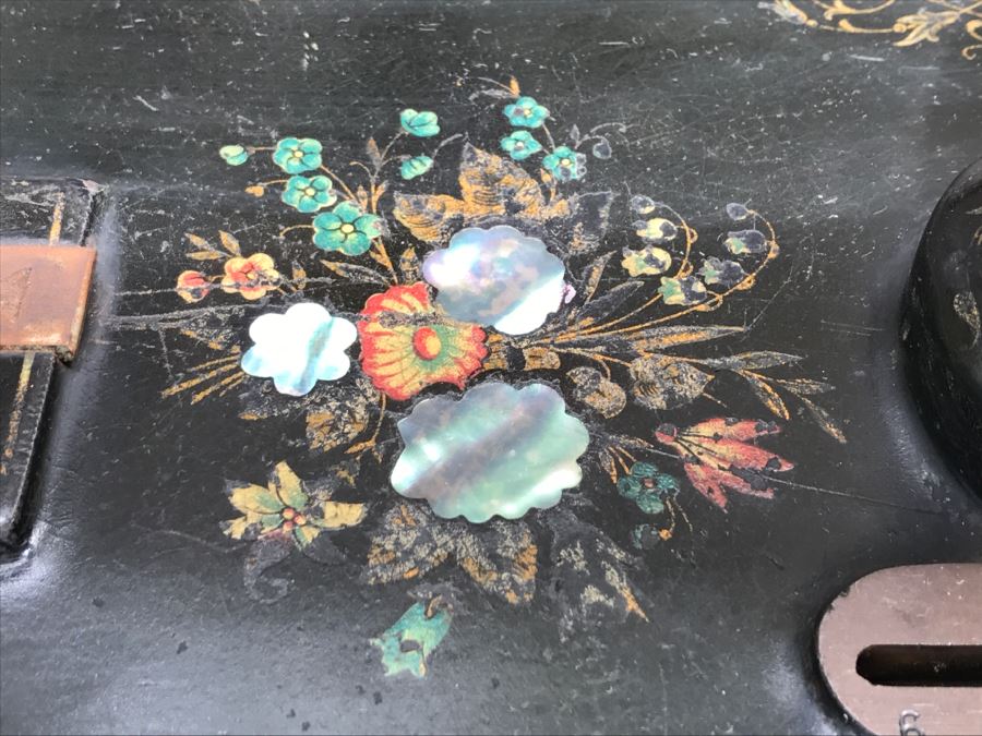 Antique Dietrich Vesta German Treadle Sewing Machine With Mother Of Pearl Inlay [Photo 5]