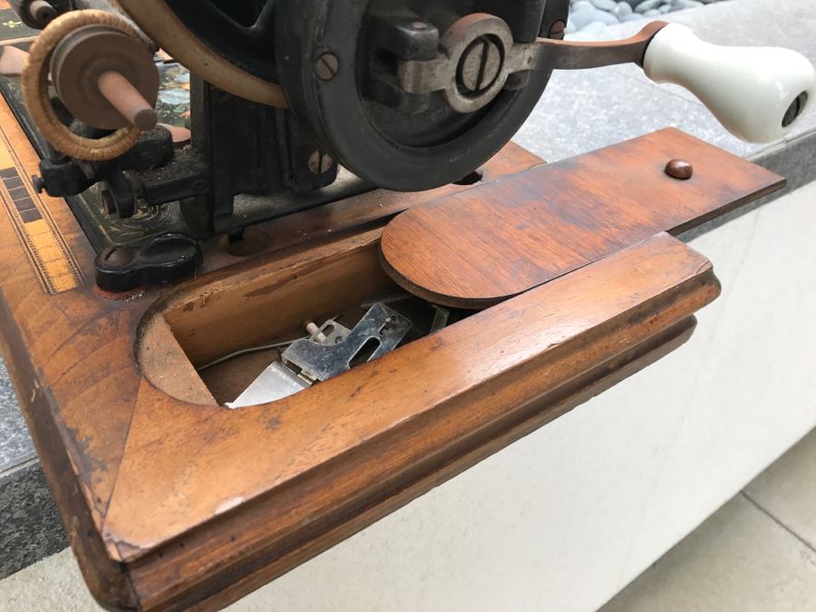 Antique Dietrich Vesta German Treadle Sewing Machine With Mother Of Pearl Inlay [Photo 14]