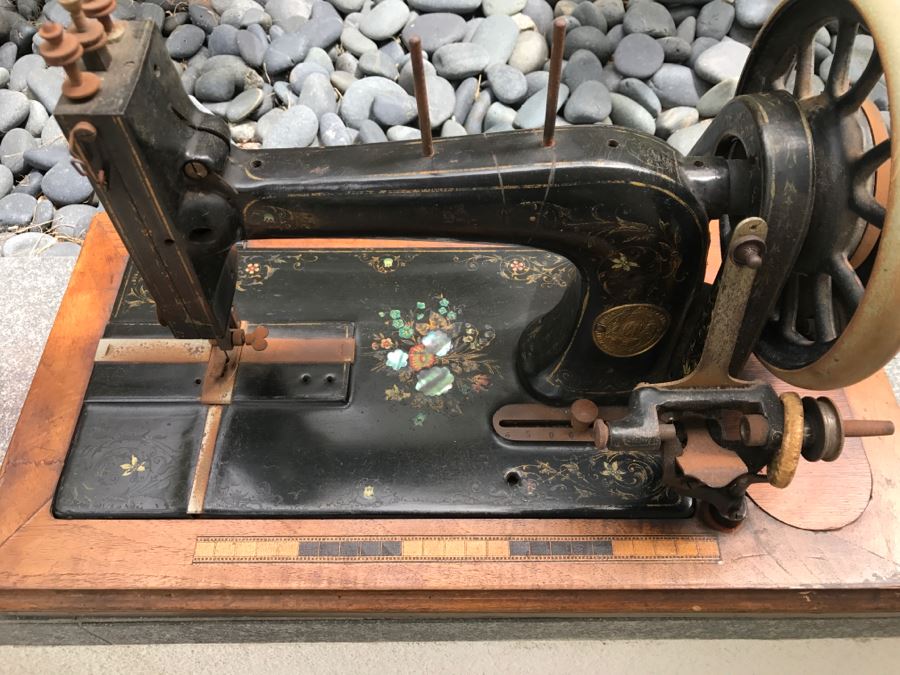 Antique Dietrich Vesta German Treadle Sewing Machine With Mother Of Pearl Inlay [Photo 3]