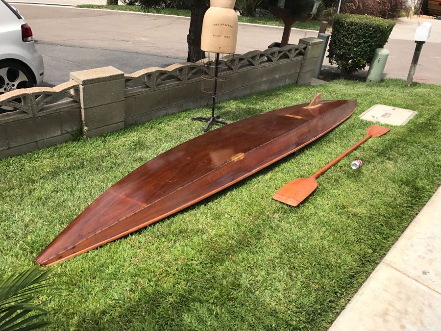 Vintage 1967 Australian Wooden Surf Ski With Paddle Bailey 