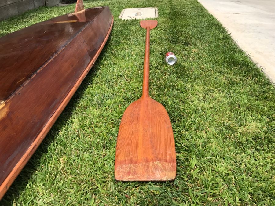 Vintage 1967 Australian Wooden Surf Ski With Paddle Bailey Boat Builders Sydney Apx 14' Long [Photo 25]