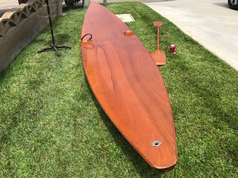 Vintage 1967 Australian Wooden Surf Ski With Paddle Bailey 