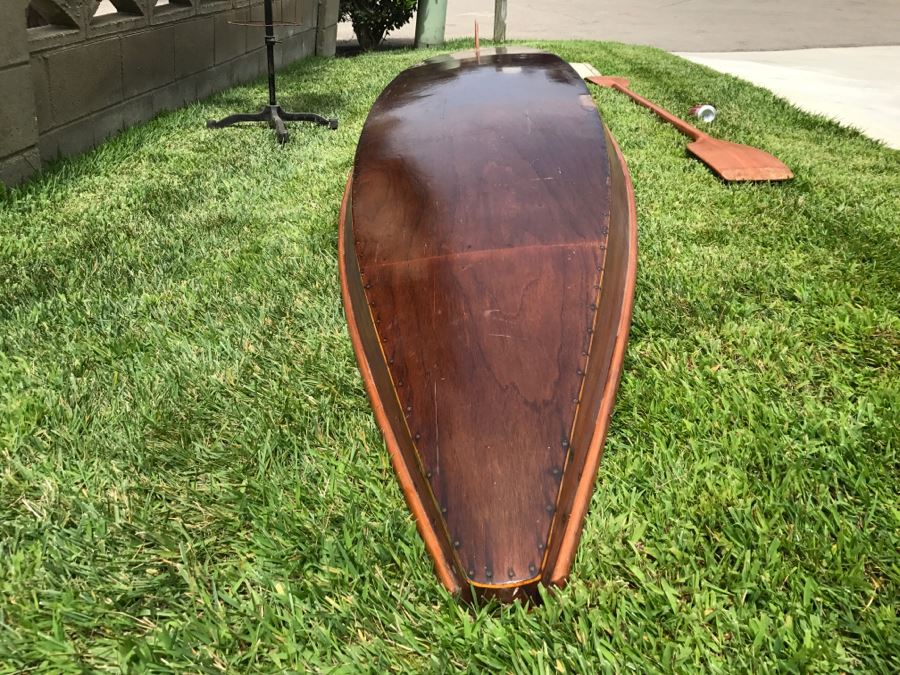 Vintage 1967 Australian Wooden Surf Ski With Paddle Bailey 