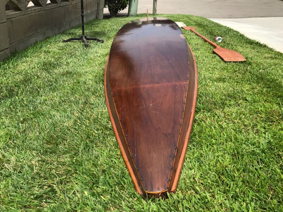 Vintage 1967 Australian Wooden Surf Ski With Paddle Bailey Boat Builders Sydney Apx 14' Long [Photo 26]