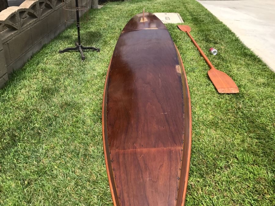 Vintage 1967 Australian Wooden Surf Ski With Paddle Bailey Boat Builders Sydney Apx 14' Long [Photo 28]