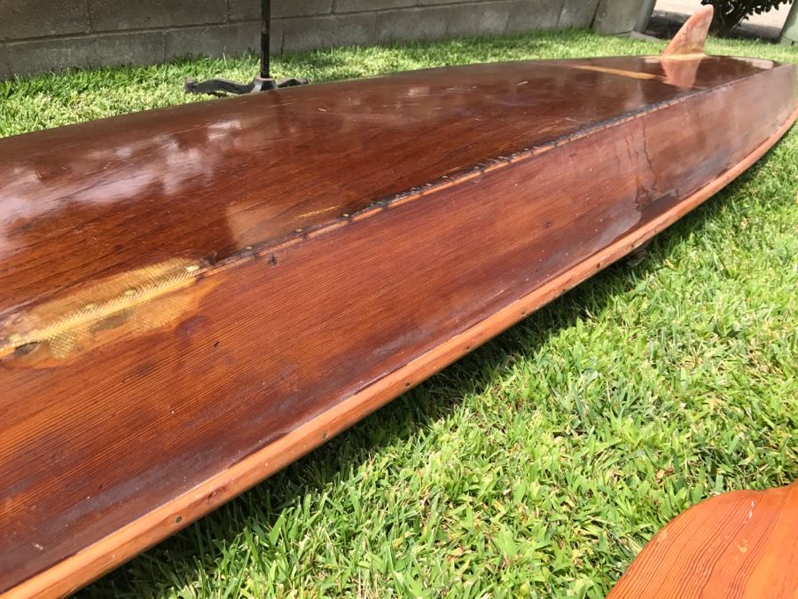 Vintage 1967 Australian Wooden Surf Ski With Paddle Bailey Boat Builders Sydney Apx 14' Long [Photo 31]