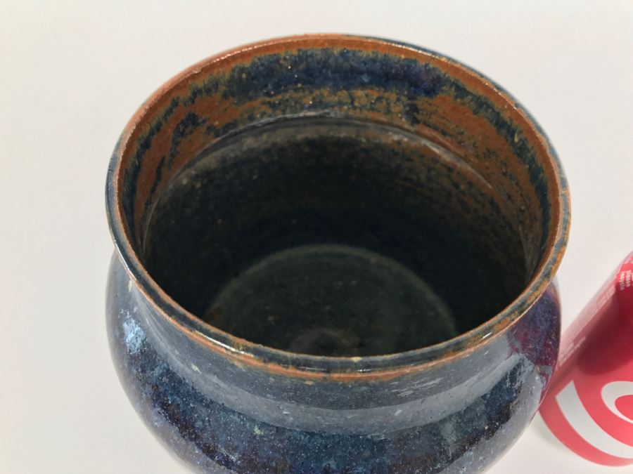 Blue Glaze Pottery Vessel Signed Underneath FORAN [Photo 3]