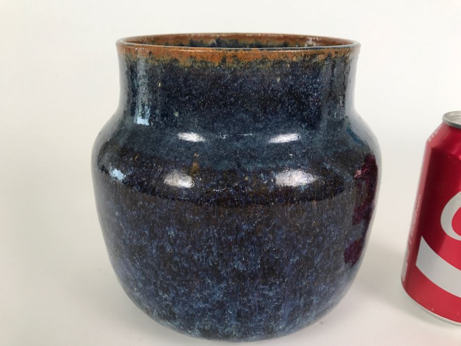 Blue Glaze Pottery Vessel Signed Underneath FORAN [Photo 4]