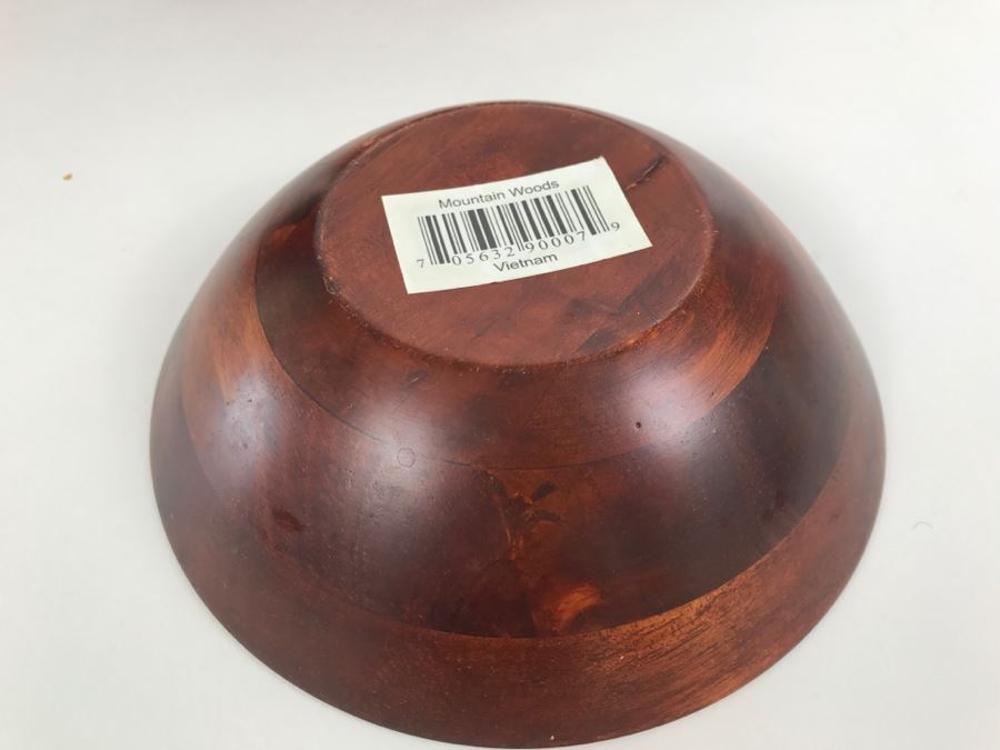 Collection Of Turned Wood Bowls Salad Bowl Set, Salt & Pepper Shakers And Pair Of Wooden Stemware Glasses Monkey Pod Wood [Photo 10]