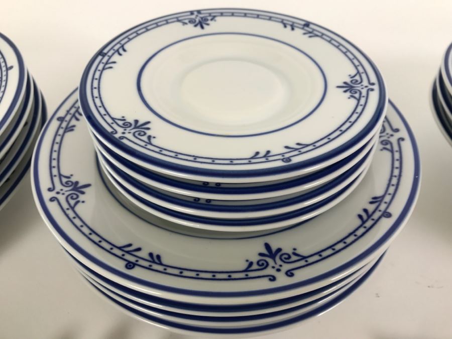 MIKASA Japan Blue And White China Set ~20 Pieces Cera Stone Pattern Newport With Salad Bowl Fork And Spoon And Figural Cheese Spreaders [Photo 4]