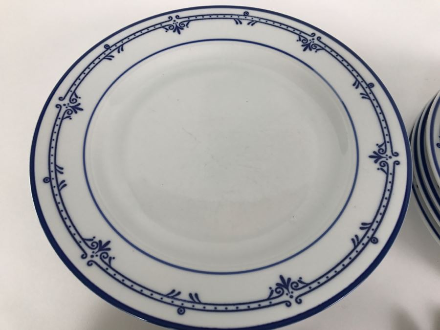 MIKASA Japan Blue And White China Set ~20 Pieces Cera Stone Pattern Newport With Salad Bowl Fork And Spoon And Figural Cheese Spreaders [Photo 3]