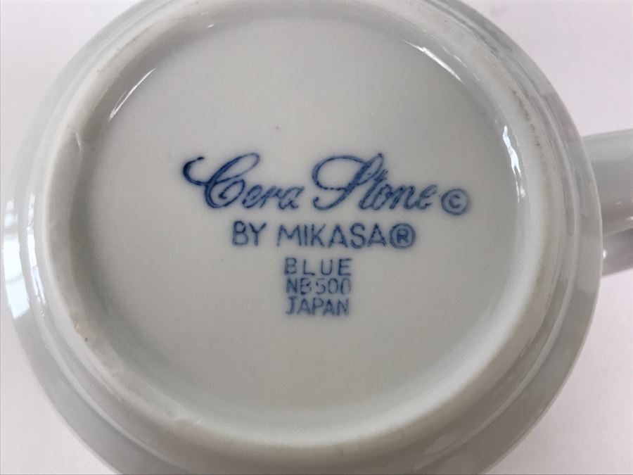 MIKASA Japan Blue And White China Set ~20 Pieces Cera Stone Pattern Newport With Salad Bowl Fork And Spoon And Figural Cheese Spreaders [Photo 14]