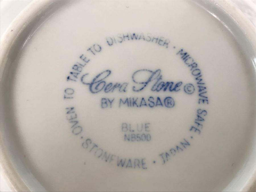 MIKASA Japan Blue And White China Set ~20 Pieces Cera Stone Pattern Newport With Salad Bowl Fork And Spoon And Figural Cheese Spreaders [Photo 12]