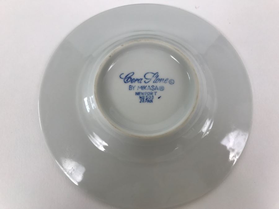 MIKASA Japan Blue And White China Set ~20 Pieces Cera Stone Pattern Newport With Salad Bowl Fork And Spoon And Figural Cheese Spreaders [Photo 10]