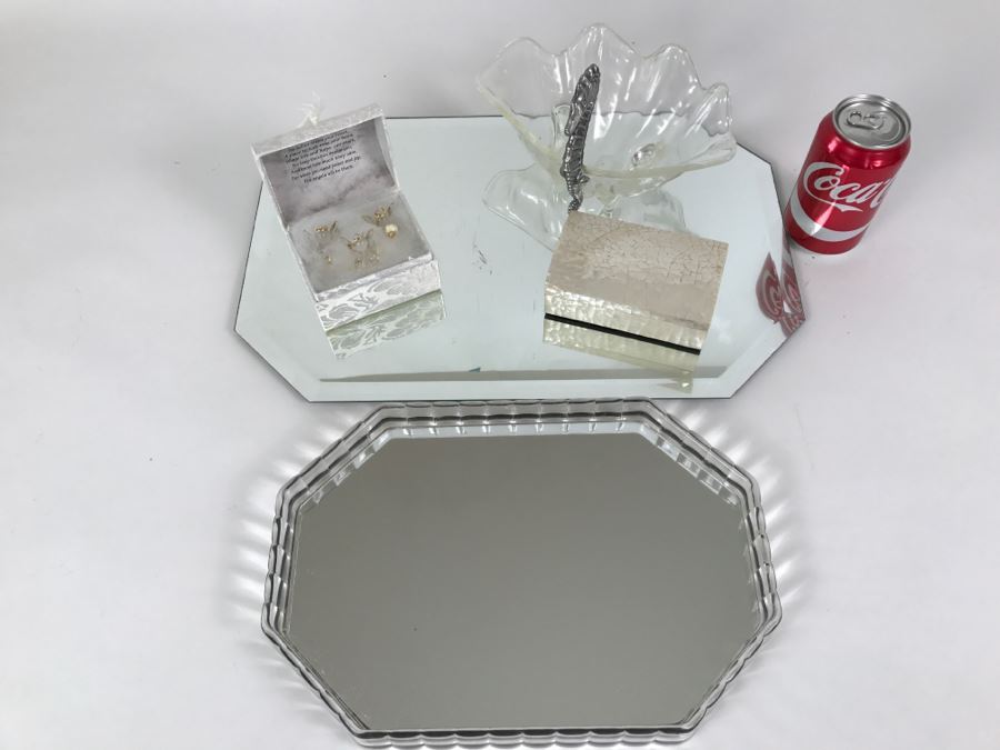 2 Mirrored Trays, Shell Box, Seahorse Clam Shell Bowl And Worry Box [Photo 14]
