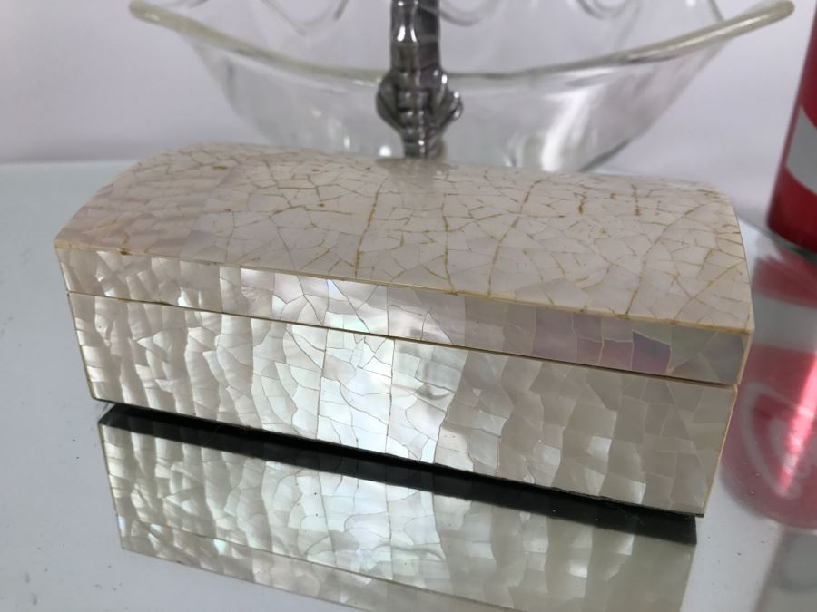 2 Mirrored Trays, Shell Box, Seahorse Clam Shell Bowl And Worry Box [Photo 7]