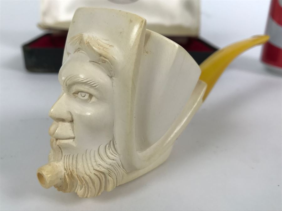 Vintage Meerschaum Carved Pipe Figural Man 6'L [Photo 8]