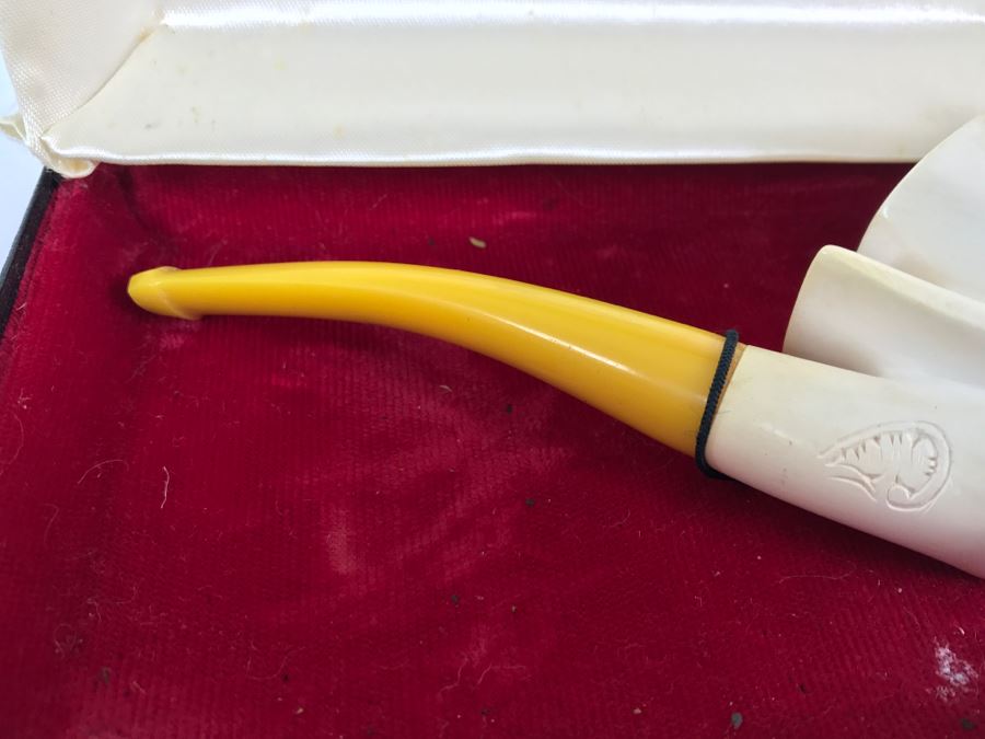 Vintage Meerschaum Carved Pipe Figural Man 6'L [Photo 5]