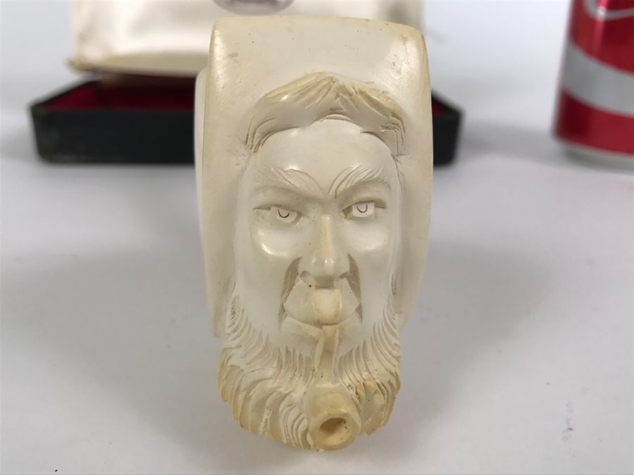 Vintage Meerschaum Carved Pipe Figural Man 6'L [Photo 7]