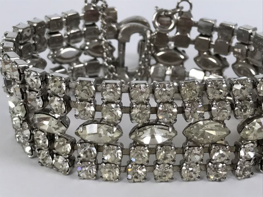 Vintage WEISS Silver Tone Rhinestone Bracelet [Photo 4]
