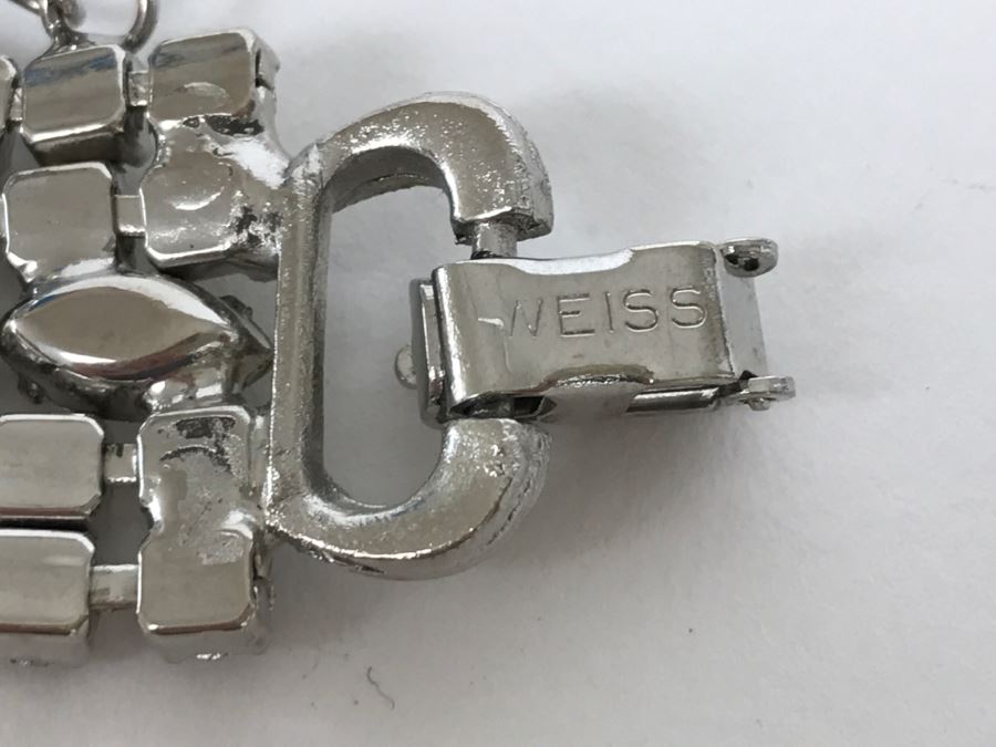 Vintage WEISS Silver Tone Rhinestone Bracelet [Photo 2]
