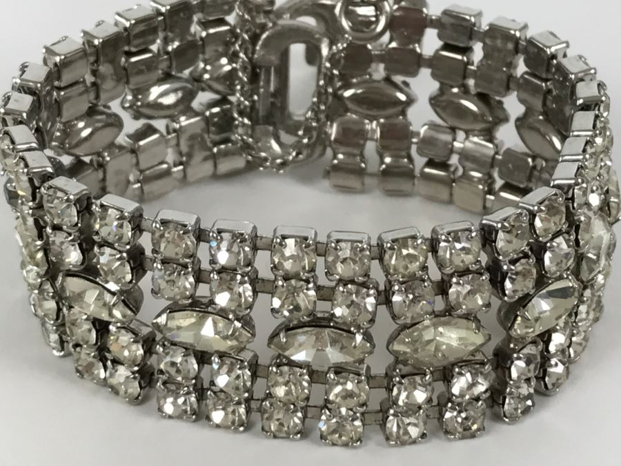 Vintage WEISS Silver Tone Rhinestone Bracelet [Photo 7]