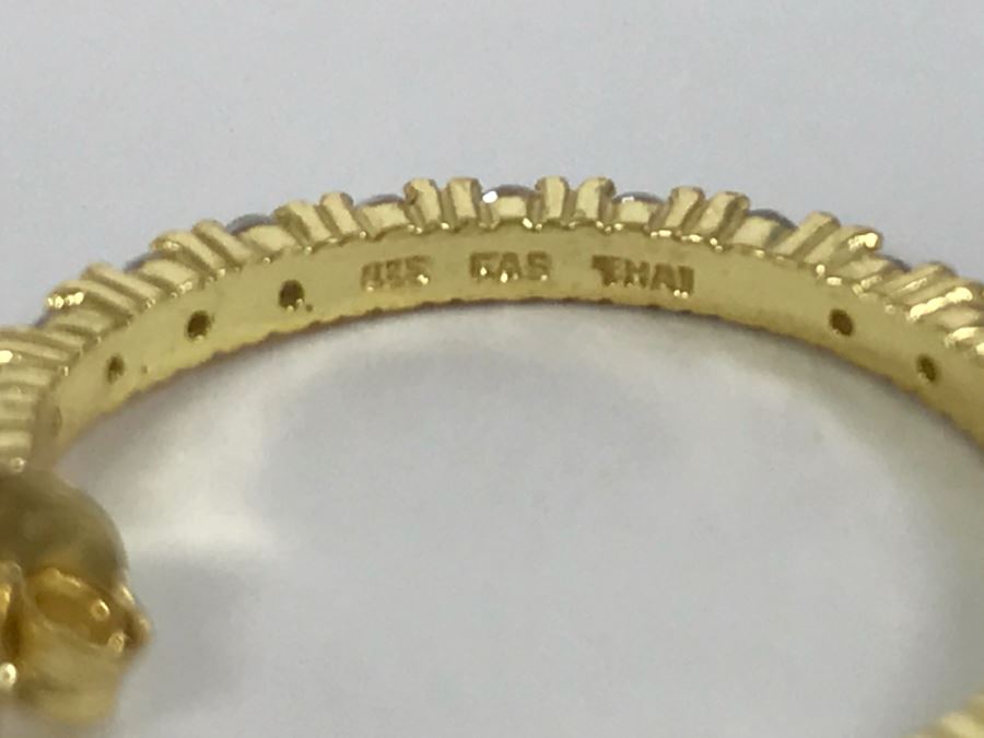 Pair Of Gold Tone Sterling Silver Hoop Earrings 10.1g [Photo 8]