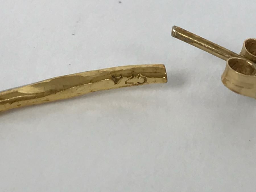 Pair Of Gold Tone Sterling Silver Hoop Earrings 10.1g [Photo 7]