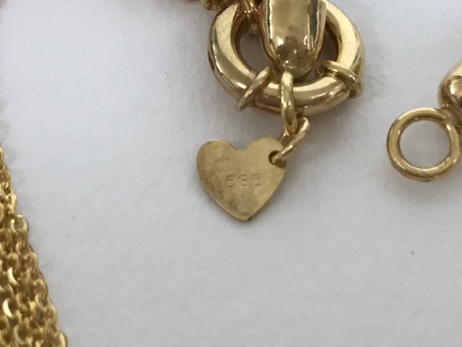 14K Gold Heart Motif Bracelet 3.9g [Photo 8]