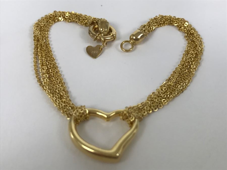 14K Gold Heart Motif Bracelet 3.9g [Photo 6]