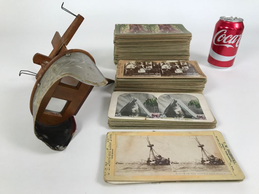 Vintage Holmes Stereoscope With Large Collection Of Stereo Cards - Click To See Details [Photo 2]