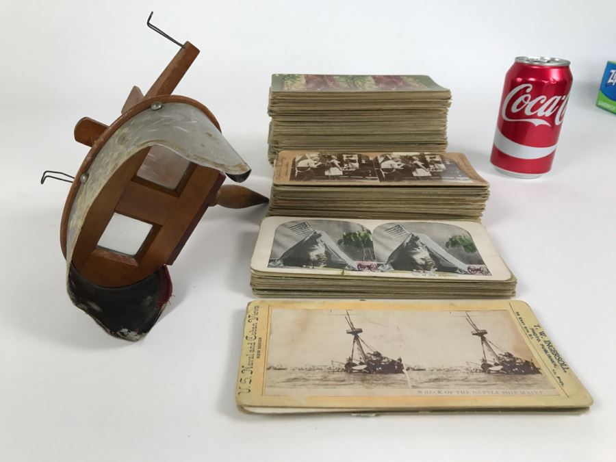 Vintage Holmes Stereoscope With Large Collection Of Stereo Cards - Click To See Details [Photo 1]