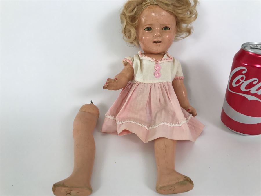 Vintage 1930's Shirley Temple Composition Doll - Leg Needs To Be Reattached [Photo 7]