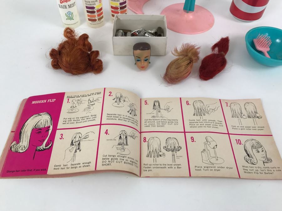 Vintage Mattel Barbie's Color 'N Curl Playset With Original Instuction Book [Photo 4]