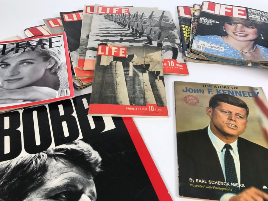 Various LIFE Magazines, The Story Of John F. Kennedy, TIME Magazines And Bobby Kennedy Feature Book