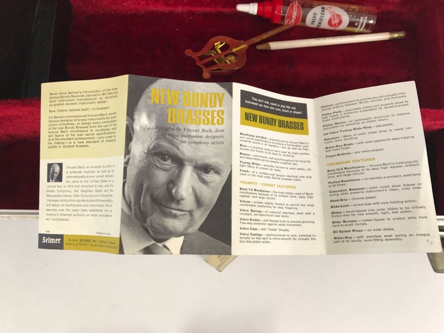 BUNDY H. & A. Selmer Brass Professional Trumpet Designed By Vincent Bach With Case Brass Instrument [Photo 2]