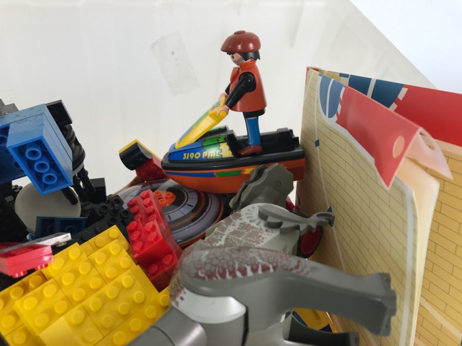 Plastic Bin Filled With Assorted LEGO Toys, Transformer And Other Toys [Photo 4]